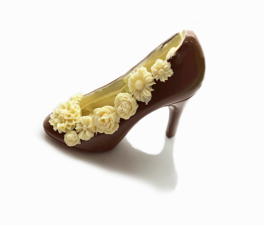 Milk Chocolate shoe with White Chocolate Flowers